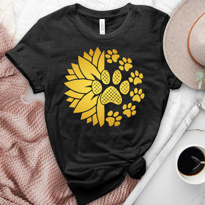 Gold Sunflower Paw Print Heathered Tee