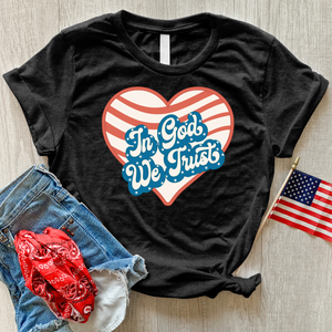 In God We Trust Wavy Heart Heathered Tee