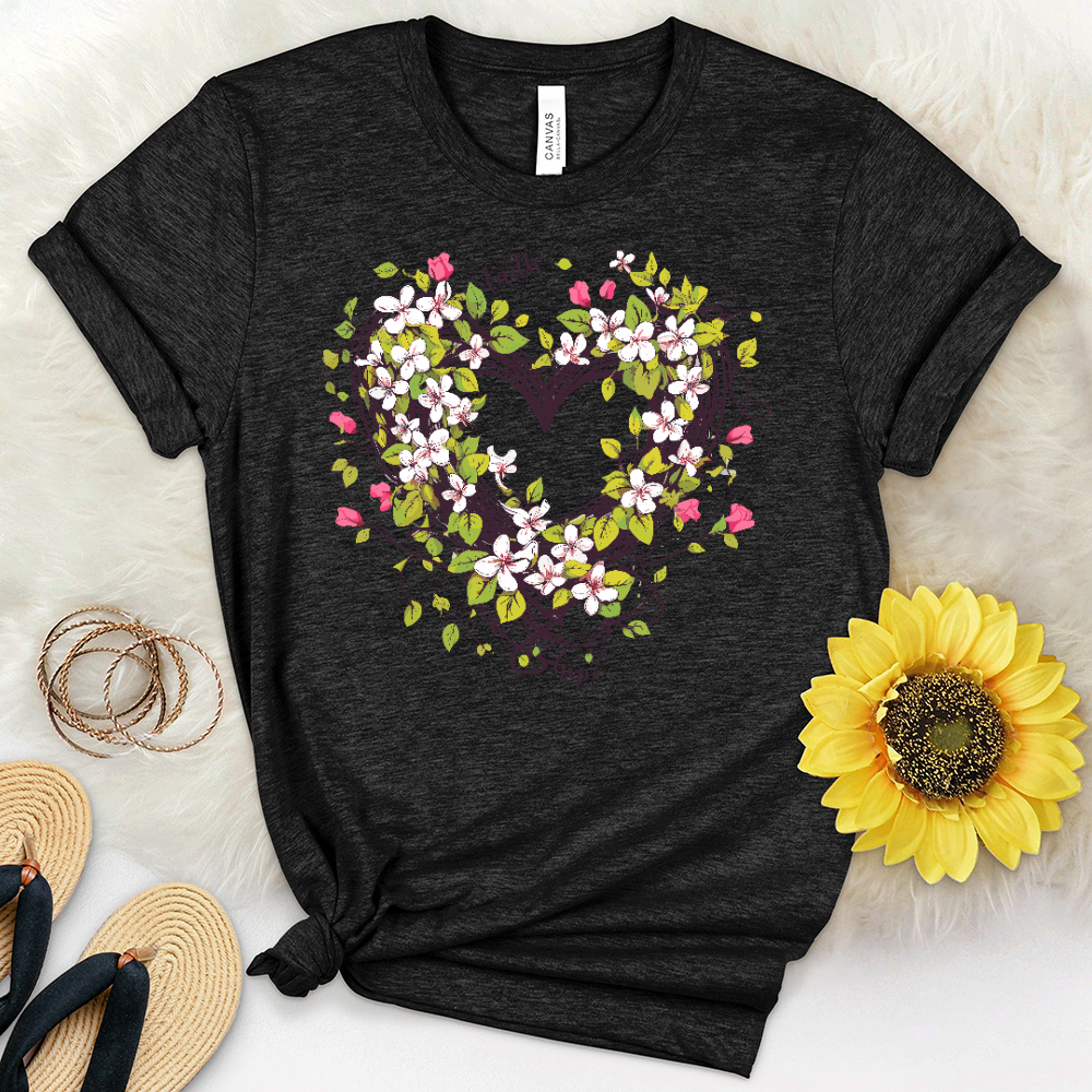 Entangled Flower Heart Heathered Tee