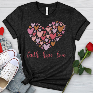 Faith Hope Love In Heart Heathered Tee