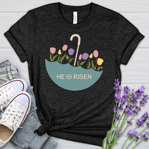 He Is Risen Flower Umbrella Heathered Tee