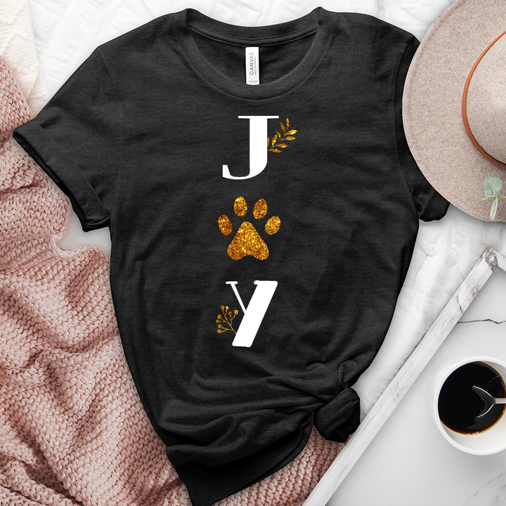 Gold Joy Paw Print Heathered Tee