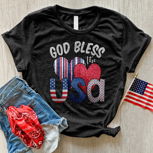 God Bless USA Sparkling Heathered Tee