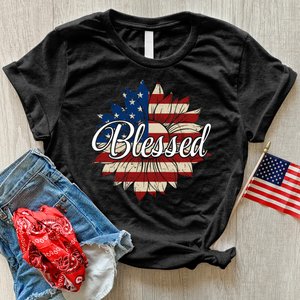 Blessed American Sunflower Heathered Tee