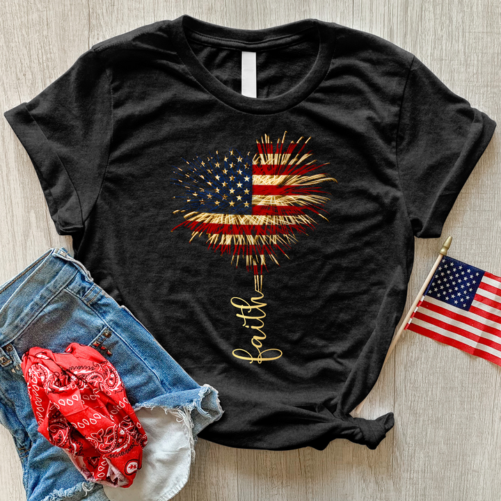 Faith Heart Fireworks Heathered Tee