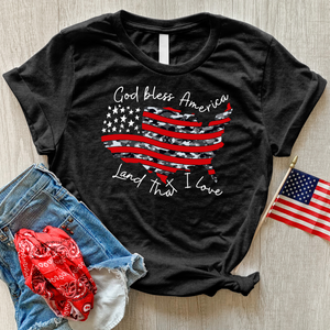 God Bless America Camo USA Heathered Tee