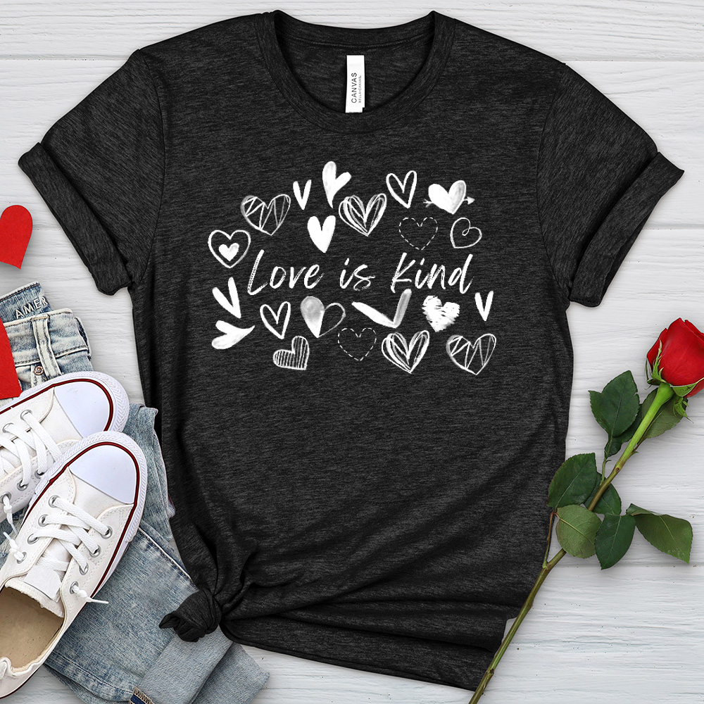 Love Is Kind Scattered Hearts Heathered Tee