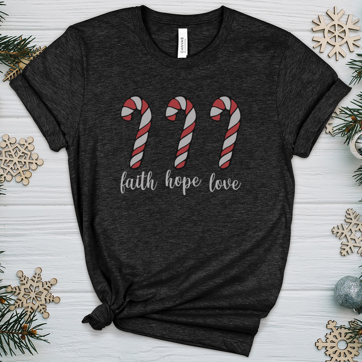 Faith Hope Love Candycanes Heathered Tee