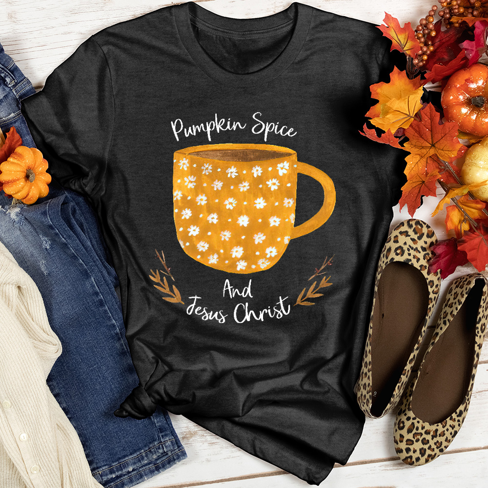 Pumpkin Spice and Jesus Christ Heathered Tee