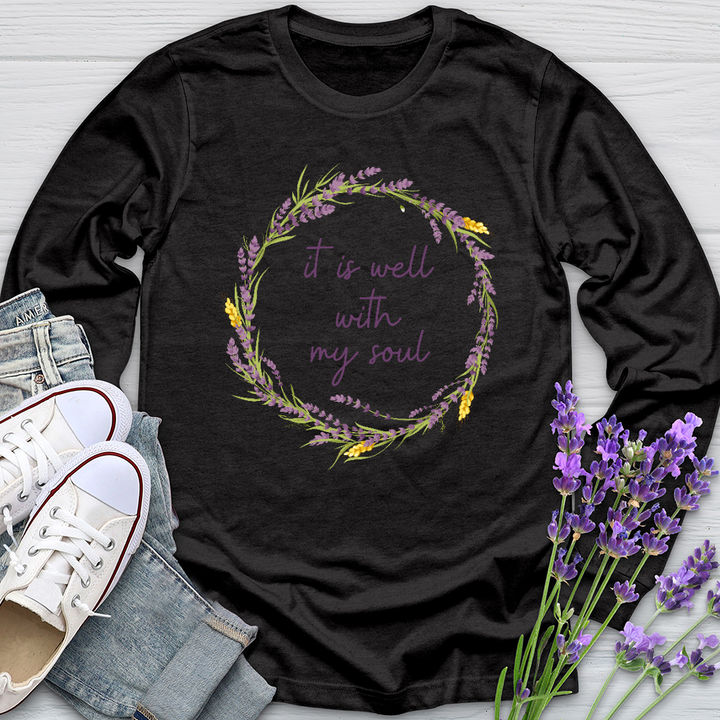 It Is Well Lavender Wreath Long Sleeve Tee