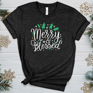 Cute Merry Blessed Heathered Tee