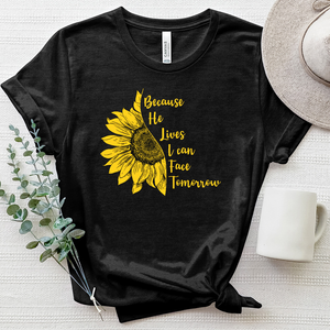 Because He Lives Sunflower Heathered Tee