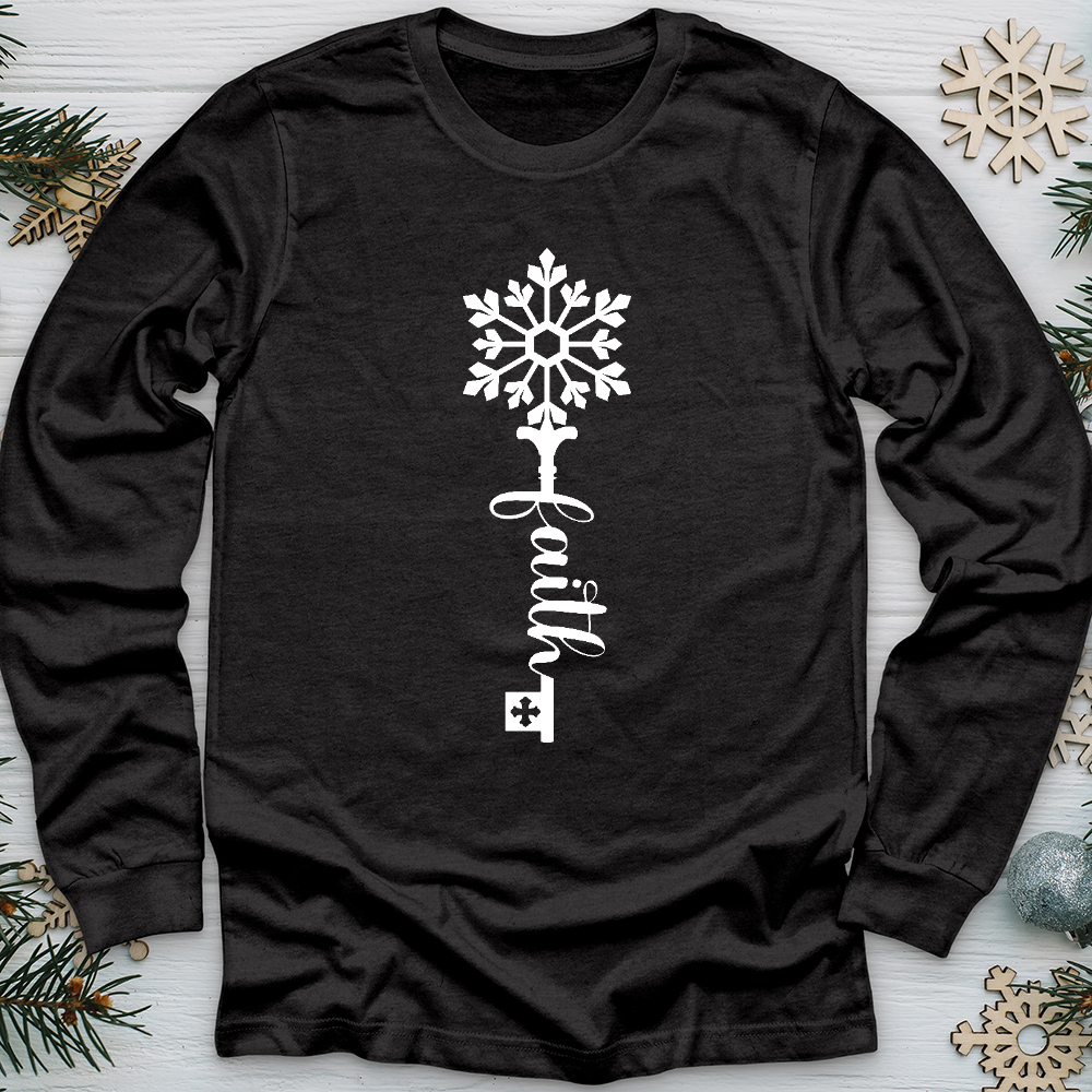 Faith Is The Key Snowflake Long Sleeve Tee