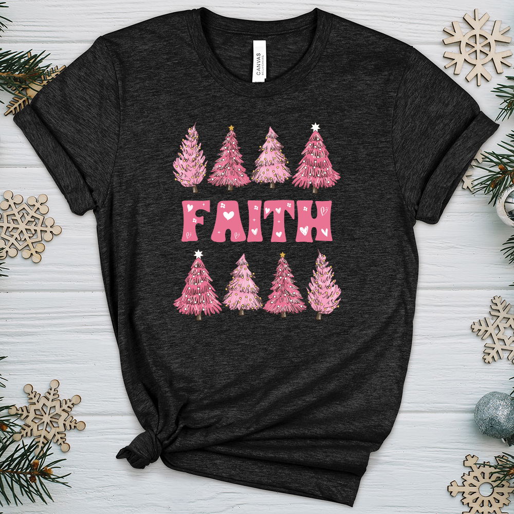 Pink Christmas Tree Heathered Tee