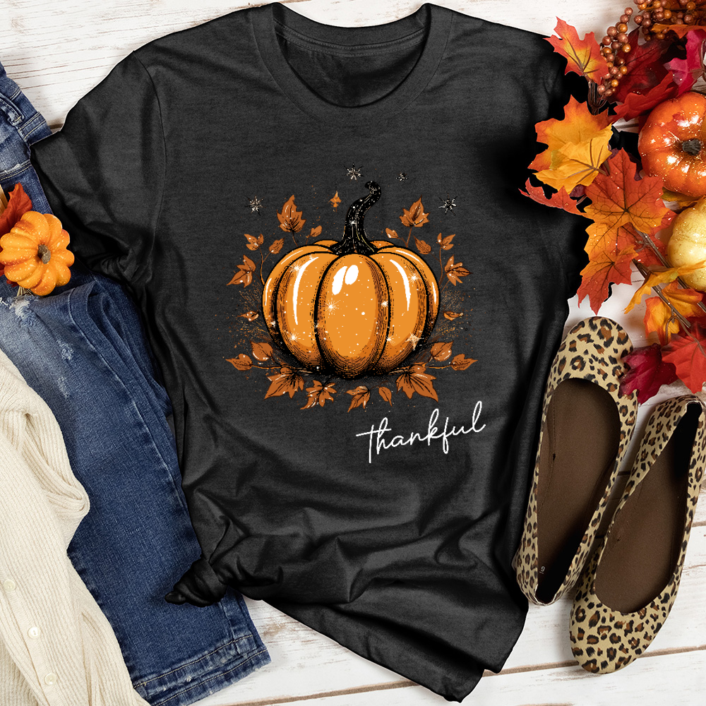 Sparkling Thankful Pumpkin Heathered Tee