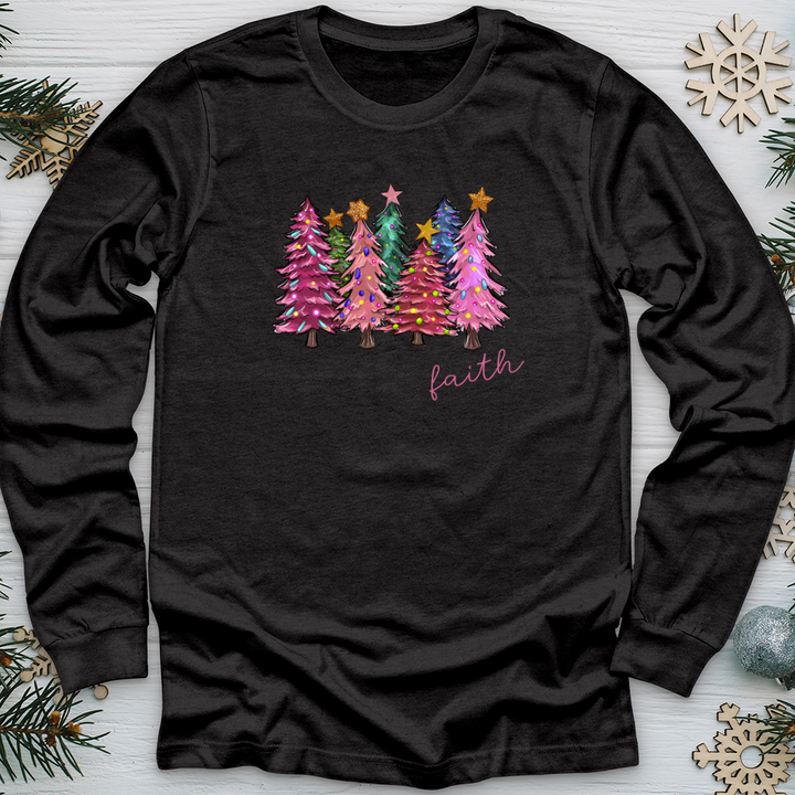 Faith Pink Tree Long Sleeve Tee