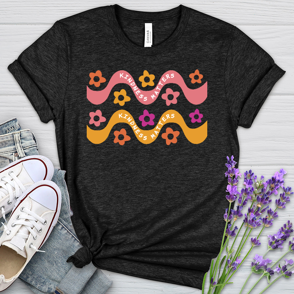 Kindness Matters Daisy Pattern Heathered Tee