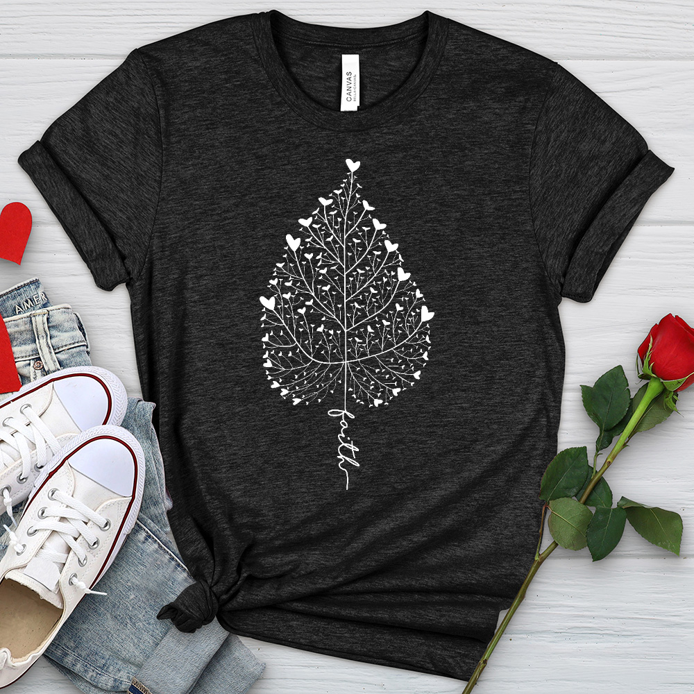 Faith Heart Leaf Heathered Tee