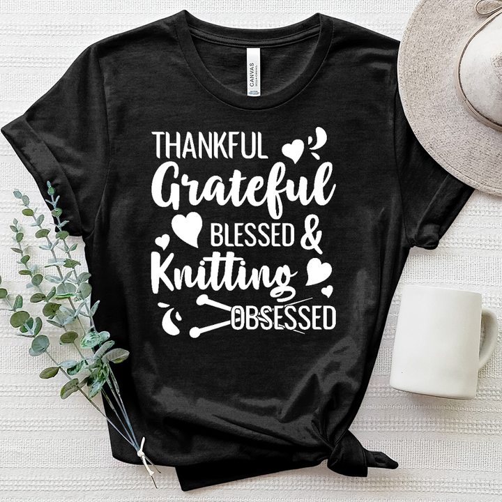 Thankful & Knitting Obsessed Heathered Tee