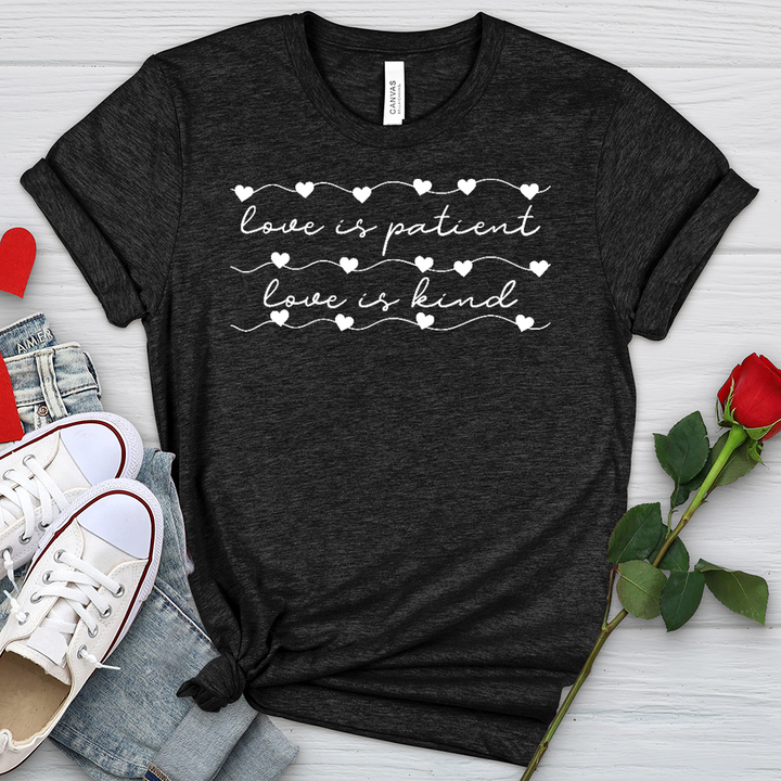 Love Is Patient Heart Strings Heathered Tee