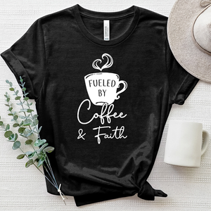 Fueled By Coffee And Faith Heathered Tee