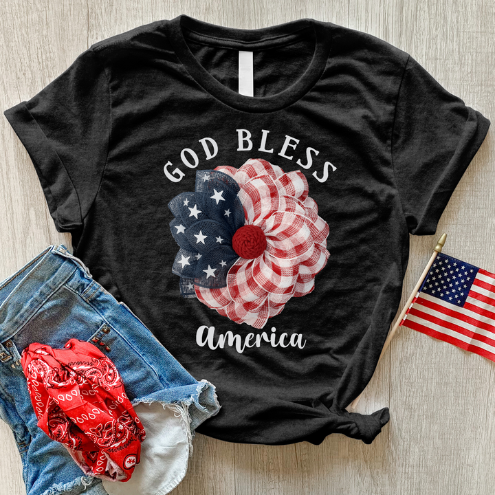 God Bless Wreath Heathered Tee