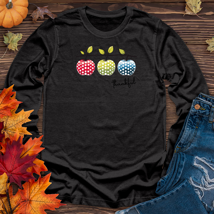 Retro Harvest Polka Dot Trio Apples Long Sleeve Tee