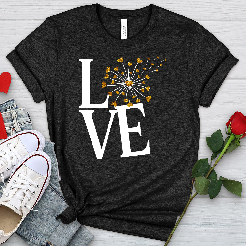 Love Gold Dandelion Hearts Heathered Tee