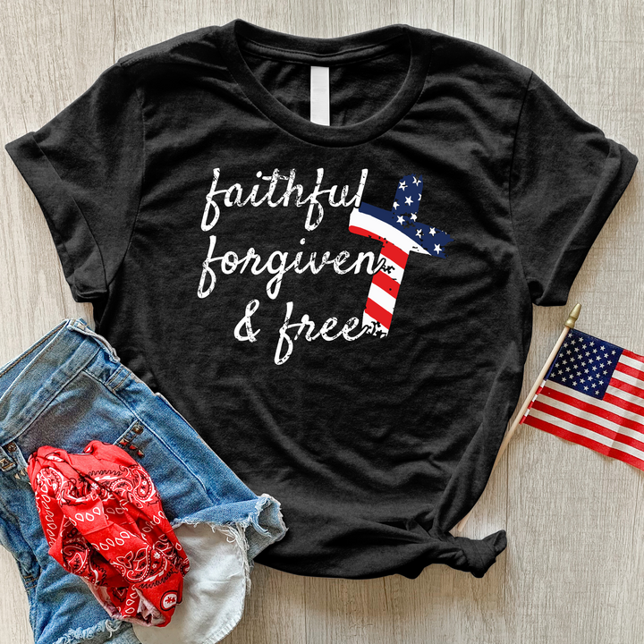 Faithful Stripes Flag Heathered Tee