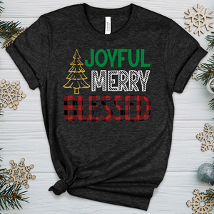 Joyful Merry Blessed Colored Heathered Tee