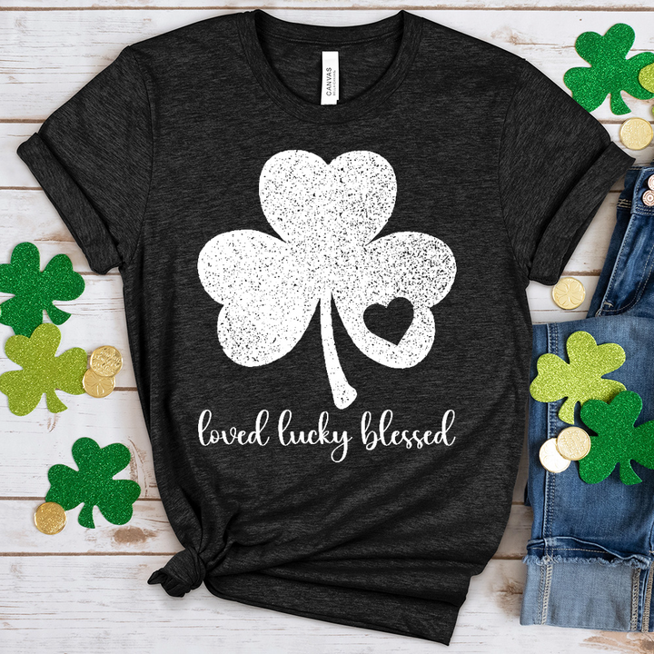 Loved Lucky Blessed Heathered Tee