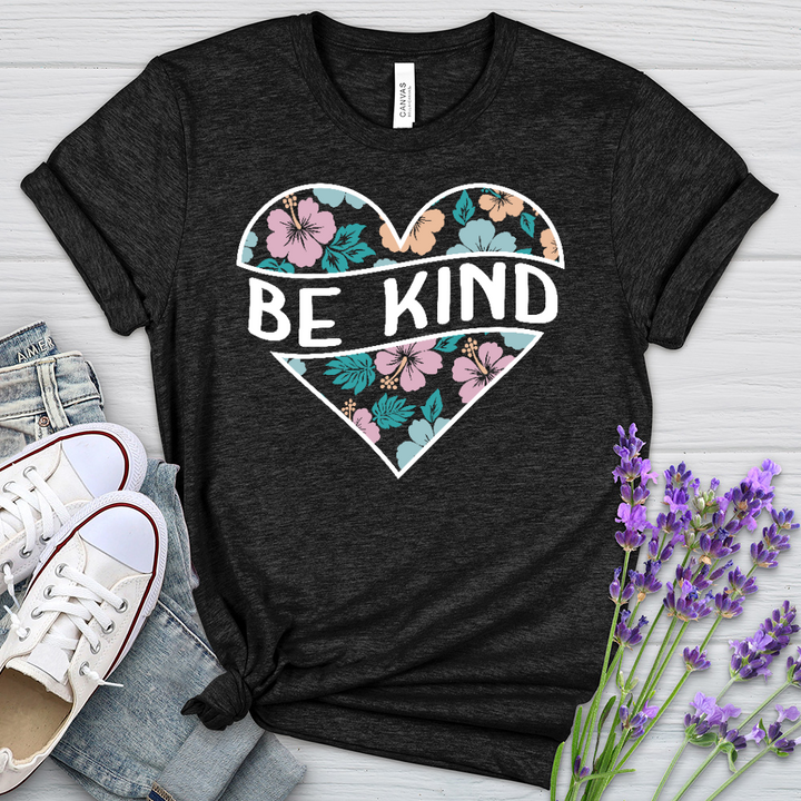 Be Kind Floral Heart Heathered Tee