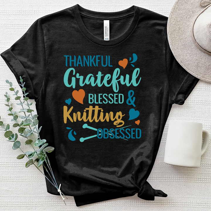 Thankful & Knitting Obsessed Heathered Tee