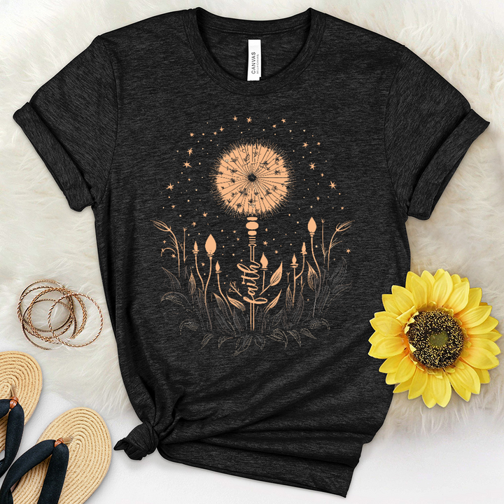 Faith Dandelion Lights Heathered Tee