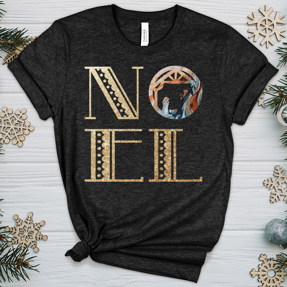 Noel Gold Nativity Scene Heathered Tee