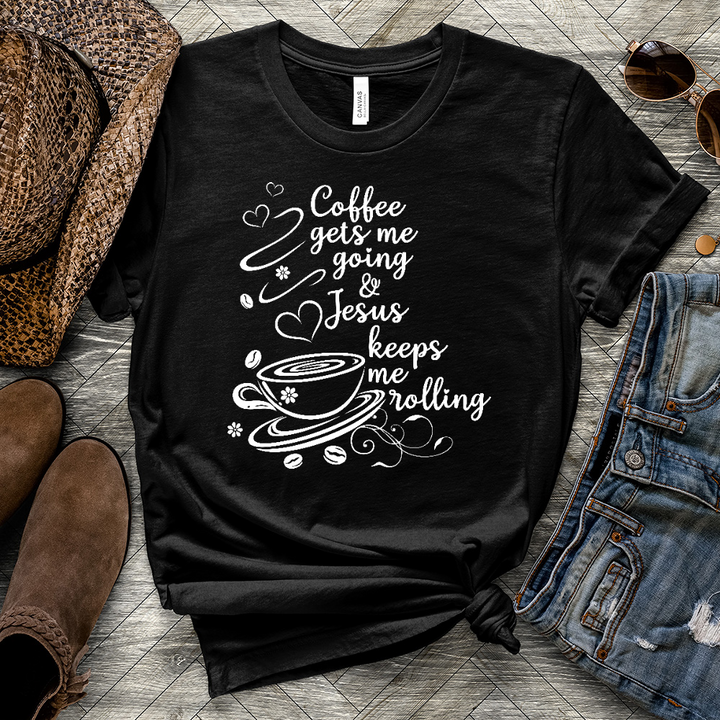 Jesus Gets Me Rolling Heathered Tee