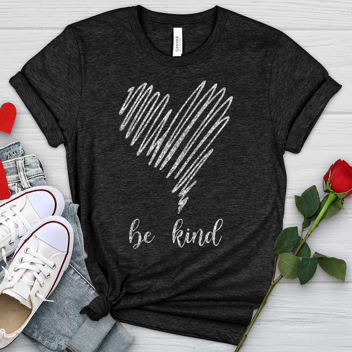 Be Kind Silver Heart Heathered Tee