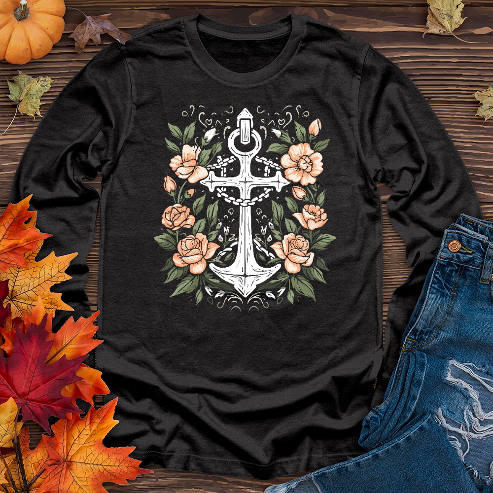 A simple anchor with flower Long Sleeve Tee