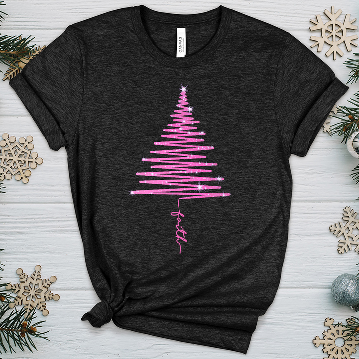 Pink Sparkling Faith Tree Heathered Tee