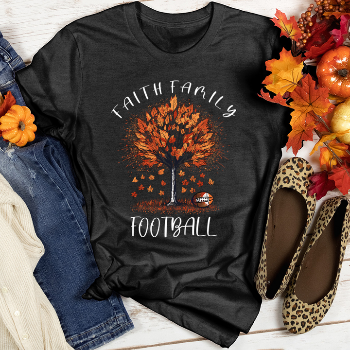 Faith Family Football Foliage Heathered Tee