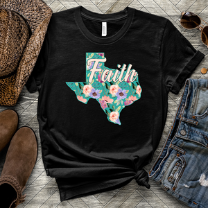 Texas Faith Flower Pattern Heathered Tee