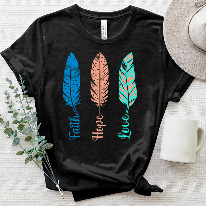 Faith Hope Love Feather Heathered Tee