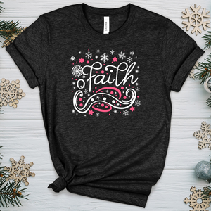 Faith Pink Snowflake Scene Heathered Tee