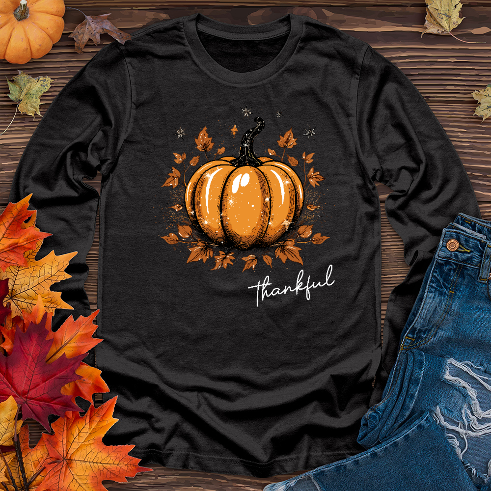 Sparkling Thankful Pumpkin Long Sleeve Tee