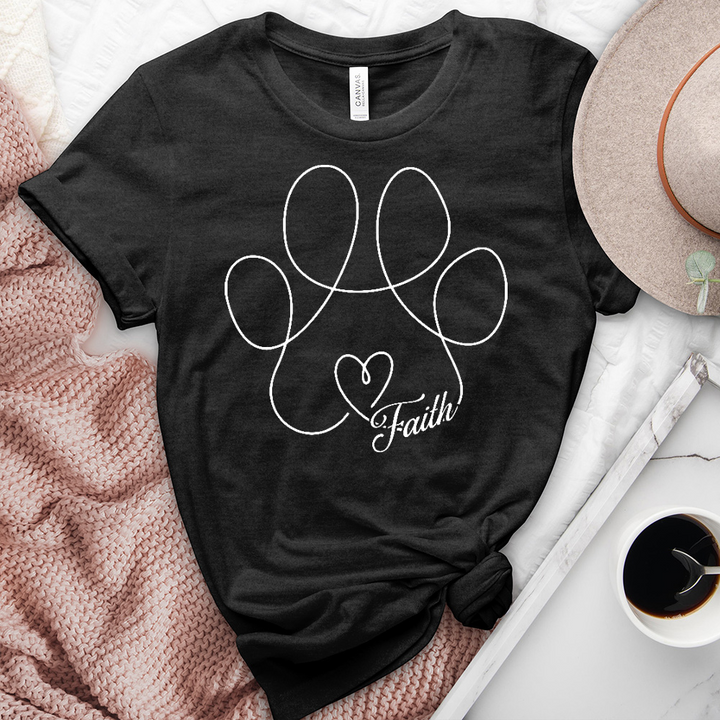 Faith Paw Print Heart Heathered Tee