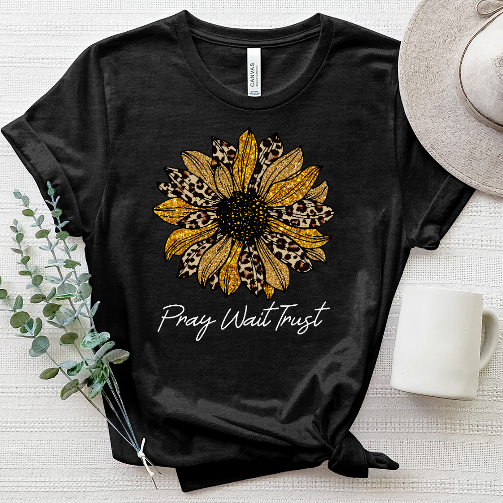 Pray Wait Trust Leopard Flower Heathered Tee