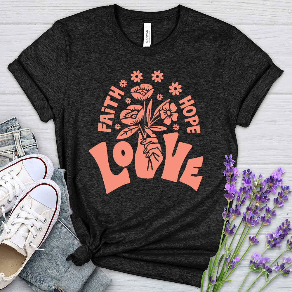 Faith Hope Love Floral Style Heathered Tee