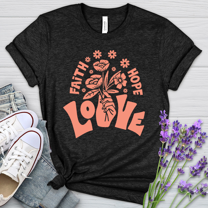 Faith Hope Love Floral Style Heathered Tee