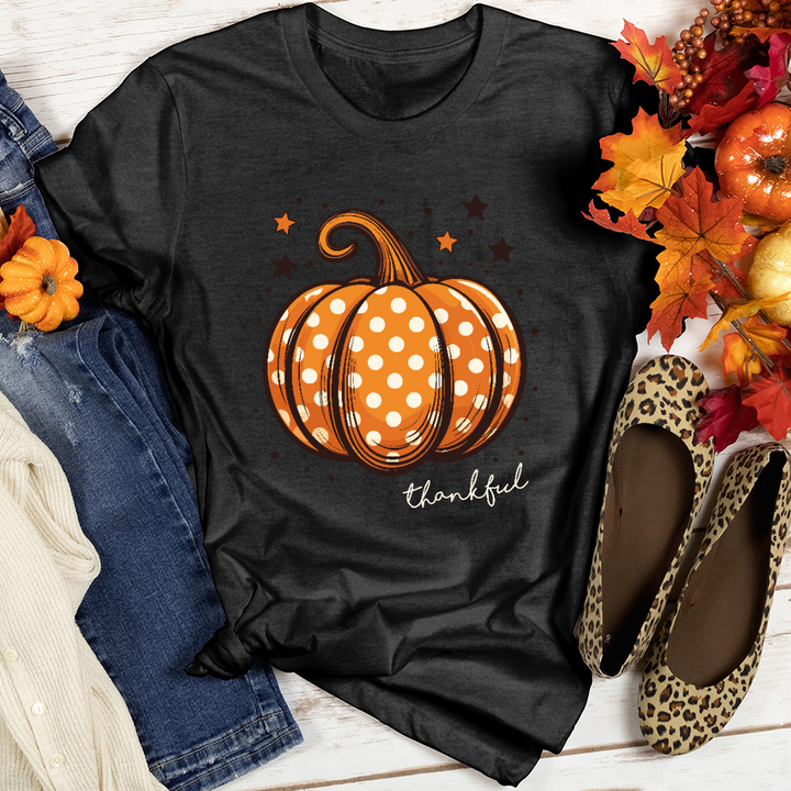 Thankful Dotted Pumpkin Heathered Tee