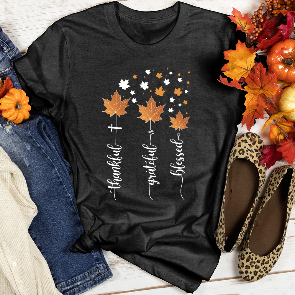 TGB Floating Leaves Heathered Tee